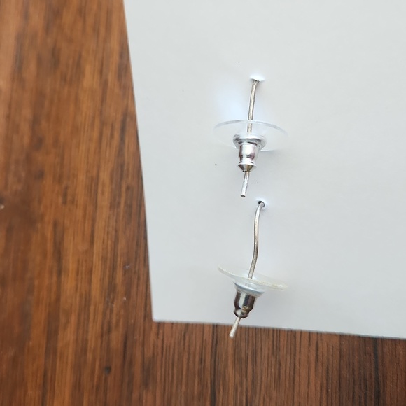 Silver Tone 1 1/4 inch Hoop Ornate Earrings with 12 Rhinestones. Quiet Elegance - Picture 4 of 6